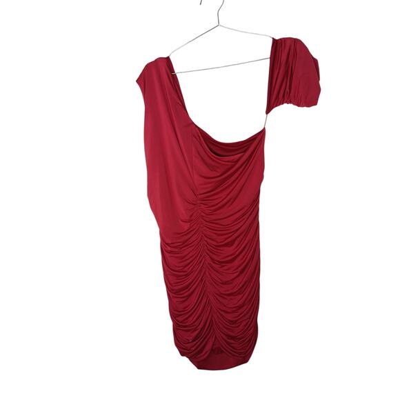 New Aqua Formal Red Ruched One Shoulder Draped Dress Women’s XL Cocktail Evening - Picture 6 of 12
